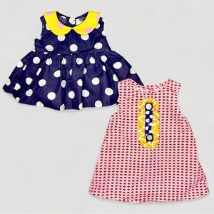 Bundle of 2 Rare Right Bank Babies Scallop Print Baby Dresses 12M - $130 Retail
